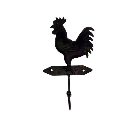 Metal Rooster Hook Wall Chicken Decor Decorative Indoor Outdoor Hanger Country - Picture 1 of 4